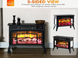 Black Electric Fireplace Stove, 1500W Infrared Heater with Realistic Flame Effect & Adjustable 98556126