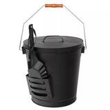 5 Gallon Black Metal Ash Bucket with Shovel Lid Handle For Fire Pits Wood Stove Fireplace 60114234