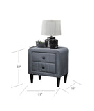 Grey Color Velvet Gorgeous 1pc Nightstand Bedside Table 2x Drawers Bedroom Furniture Sleek Design B011P190167