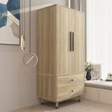 Density board pasted with triamine 9398-1 oak color black copper feet 2 doors 2 drawers with clothes 83228701