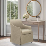 Upholstered Skirted Dining Arm Chair with Hidden C s Beige B035P341170