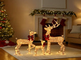 3-Piece Lighted Christmas Reindeer Set Outdoor Decorations, Weather Proof Sparkling Deer 40145997