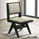 Contemporary Black Color 2pc Dining Side Chairs Light Gray Fabric Upholstered Chairs Arms Dining B011P286742