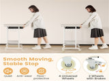 White Mobile Computer Desk with Keyboard Tray & Storage Shelf, 360&deg Lockable Casters for Home 97064400