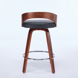 Bar Stools Set of 2, Swivel Bar Height Stools with Low Back, Wood Bar Chairs with Soft Cushion Seat, W1143P173431