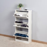 Wooden Shoe Cabinet for Entryway, White Shoe Storage Cabinet with 3 Flip Doors 20.94x9.45x43.11 inch 55963854