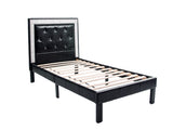 Glamours Style Twin Size Bed Diamond Tufted Padded Headboard Middle Support Legs Black Finish B011P415837