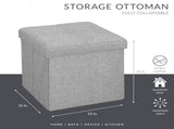 Faux Linen Folding Storage Ottoman Cube, Gray 72164538