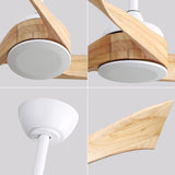 52 Inch Modern Ceiling Fan Without Light 6 Speed Remote 3 Solid Wood Blade Reversible DC Motor For W934P153094