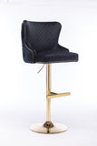 ZNTS Hengming Velvet bar chair stool one-piece set, adjustable height, diamond lattice against the back W212P156698