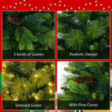 ZNTS 6FT Grass Green Christmas Tree, Large Branches Pine Tree, Pre-Lit Set with Tree & Garland & Wreath, 97534144