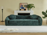 86-inch Curved Convertible Sofa Recliner, 2-in-1 Frameless Folding Sofa Bed with Pull-Out Base and W3505P452833