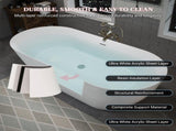 55" Acrylic Freestanding Bathtub, Oval Deep Soaking Bathtub with Center Pop-up Drain & Integrated W1920P386230