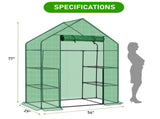 Mini Walk-In Greenhouse with PE Cover, 4-Shelf Indoor Outdoor Garden Plant Shelves, Zippered Roll-Up 81049791
