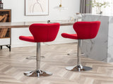 Ellston Upholstered Adjustable Swivel Barstools in Red, Set of 2 T2574P165086