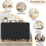 ON-TREND Cream Style Minimalist Shoe Cabinet with 5 Solid Wood Legs, Sideboard Buffet Cabinet with N721P180695B