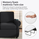 57.9" Orisfur Pull Out Sofa Bed Loveseat Sleeper with Twin Size Memory Mattress with Two USB Ports N719P210624B