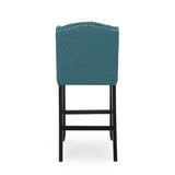 Vienna Contemporary Fabric Tufted Wingback 31 Inch Counter Stools, Set of 2, Teal and Dark Brown 64856.00T