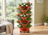 7Tier Vertical Stackable Planter with Rolling Casters, SpaceSaving Stacking Tower with Drainage 15915285