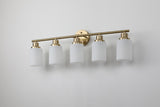 ZNTS 5-Light Golden Bathroom Vanity Light Fixture, Frosted Glass Shades, Modern Wall Mounted Lighting W1340P206702