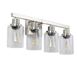 Modern 4-Light Bathroom Vanity Light Fixture - Brushed Nickel Finish with Clear Glass Shades, W1340P206668