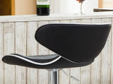 Masaccio Upholstery Airlift Adjustable Swivel Barstool with Chrome Base, Set of 2, Black T2574P164831