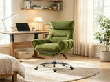 Wide Seat Reclining Office Chair with Flip-Up Armrests & Footrest, Green 35721354