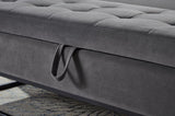 58.6" Bed Bench Metal Base with Storage Grey Velvet W1097119559