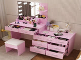 9-Drawer 2-Shelf 3-Desktop Storage Dressing Table Set Dressing table with 3-Color Light Bulbs 73540138