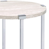 White Oak and Chrome End Table with X Shape Base B062P181389