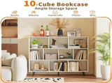 10 Cube Bookcase 3-Tier Modern Storage Organizer with 5 Metal Legs Bookshelves 54672189