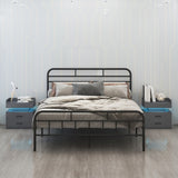 1 Set Nightstand with Adjustable LED Strip Light, 2-drawers, Large Storage Space, Suitable for W368P239007
