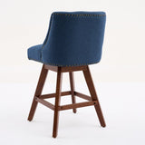 Counter Height Swivel Barstools, 26'' H Seat Height Upholstered Bar Stools Set of 2, Fabric in Blue W1143P237897