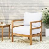 Outdoor Acacia Wood Patio Club Chair, Wood Patio Furniture,Waterproof Thick Cushion Deep Seating for 71518.00WHI