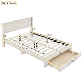 ZNTS Queen Size Upholstered Platform Bed with A Big Drawer, Beige 73394910