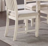 Antique White Finish Wooden Side Chairs 2pcs Set Textured Fabric Upholstered Dining Chairs B01155793
