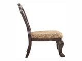 Elegant Style Beautiful Side Chairs 2pc Set Cherry Finish with Gold Tipping Fabric Upholstered B01164711