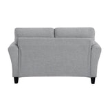 Modern 1pc Loveseat Dark Gray Textured Fabric Upholstered Rounded Arms Attached Cushions B01156448