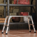 Aluminum Work Platform Large Size Step Stool Folding Portable Work Bench 40" Width Telescopic Feet W2529P185532