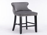 Furniture,Contemporary Velvet Upholstered Wing-Back Barstools with Button Tufted Decoration and 56021290