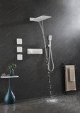 Wall Mounted Waterfall Rain Shower System With 3 Body Sprays & Handheld Shower W92864237