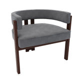 COOLMORE Modern Accent Chair Teddy Upholstered Armchair with Open Back 3 Legs Barrel Dining Chair W395P233456