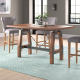 Rustic Brown and Gunmetal Finish 1pc Counter Height Dining Table Industrial Design Wooden Dining B01163349