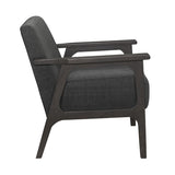 Dark Gray Fabric Upholstered Accent Chair 1pc Solid Rubberwood Antique Gray Finish Living Room B011P184609