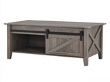 Lift Top Coffee Table with Sliding Barn Door, Farmhouse X Side Design, Hidden 46696820
