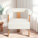 Mid-Century Modern Barrel Accent Chair, Upholstered Kitchen & Dining Room Chairs with Arms, Teddy N765P183819W