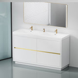 60" Freestanding Bathroom Vanity with Sink, Bathroom Storage Vanity Cabinet with Stone Resin W1573P211197