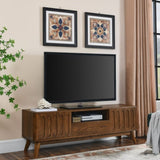 Mid Century Modern Fluted TV Stand for 65 inch TV, Entertainment Center with Storage, Farmhouse Wood W1801P195690