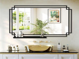 24*36 Ines Modern Vanity Mirror with Multi-functional Shelf, Large bathroom Mirror, Black Frame W708P421807