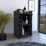 Dukat Bar Cart,Two Shelves, Six Built-in Wine Rack, Four Casters -Black B07091846